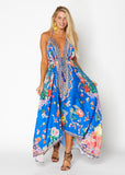 #650 SET Royal blue Hawaii dress, halter style