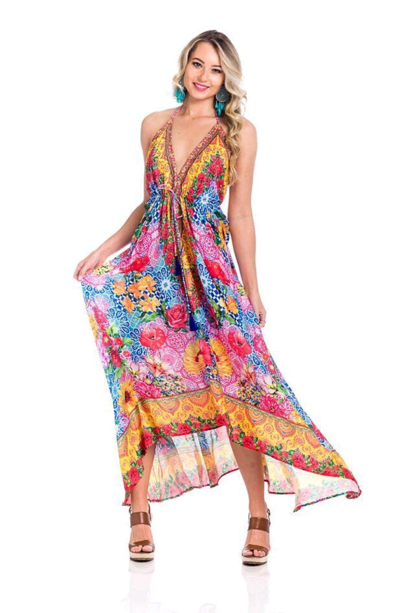 sunflower halter dress SUNFLOWER HALTER TERRY DRESS - IVORY