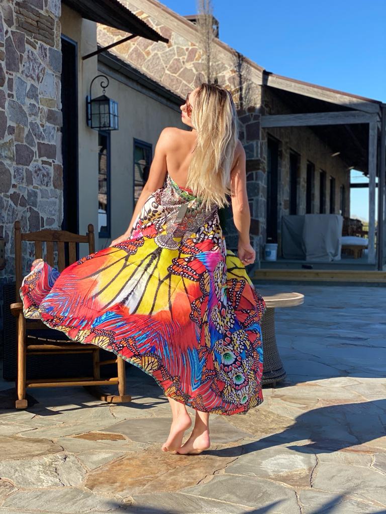 Butterfly multicolor halter hawaii dress – Ranee's