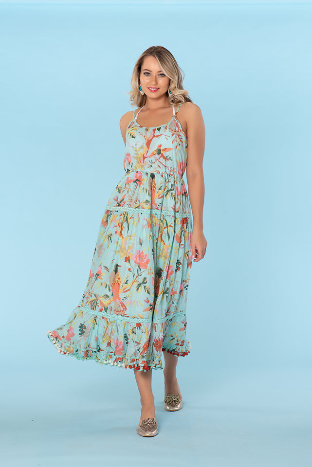 white christmas dresses Teal Lagoon Printed Cotton Sundress main image 0