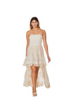 C-1374 Ivory Strapless  High Low Dress