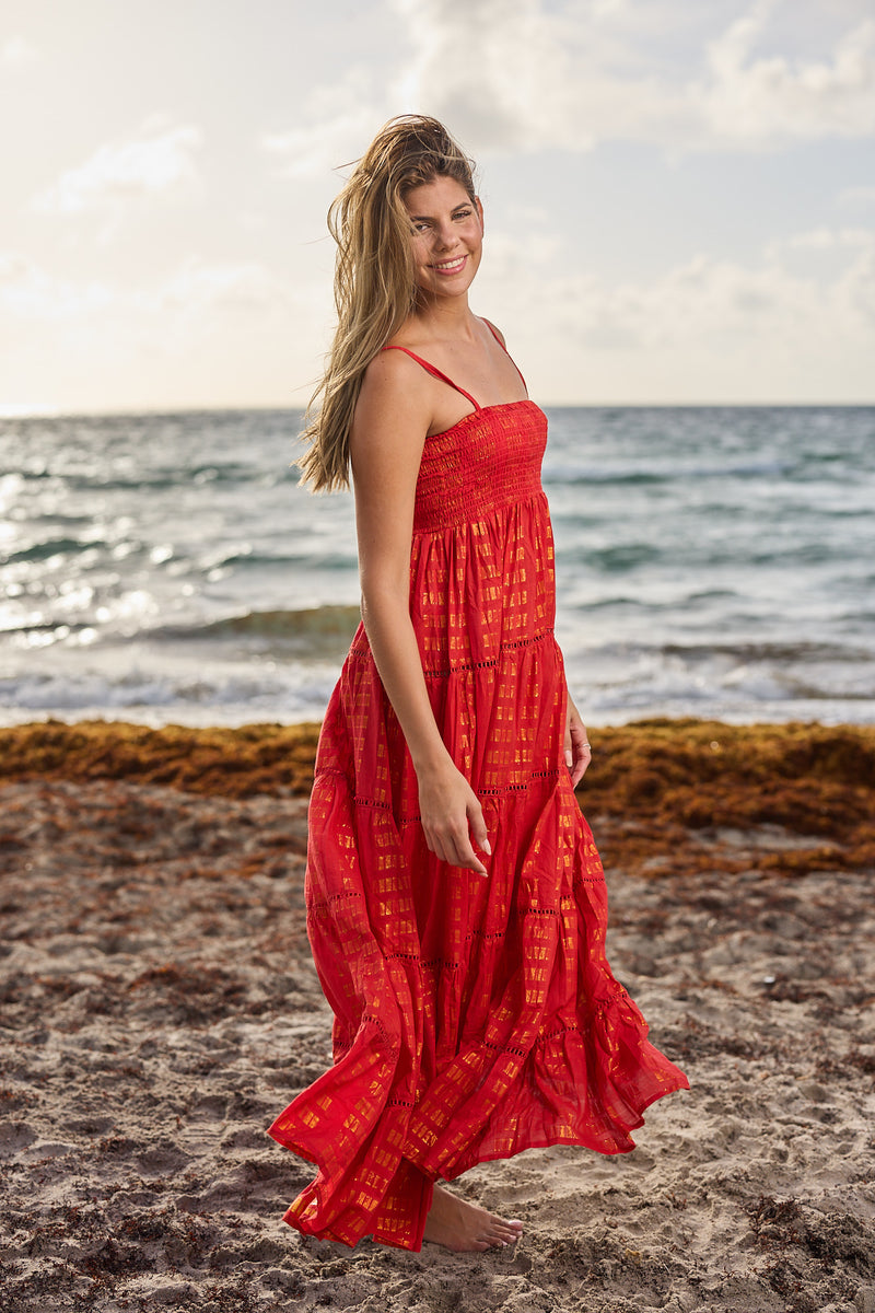 20441 coral red cotton dress – Ranee's
