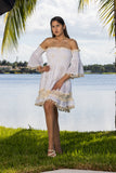 Short white strapless dress