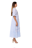 Pastel Blue Lace Tiered Midi Dress -26229