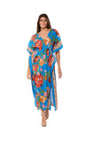 Azure Bloom Border Maxi Kaftan-26512-B