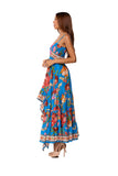 Tropical Blue Floral High-Low Maxi Dress-26512