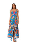 Tropical Blue Floral High-Low Maxi Dress-26512