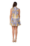 Santorini Blue &amp; Gold Resort Mini Dress-26577