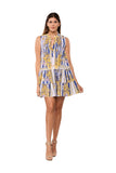 Santorini Blue &amp; Gold Resort Mini Dress-26577