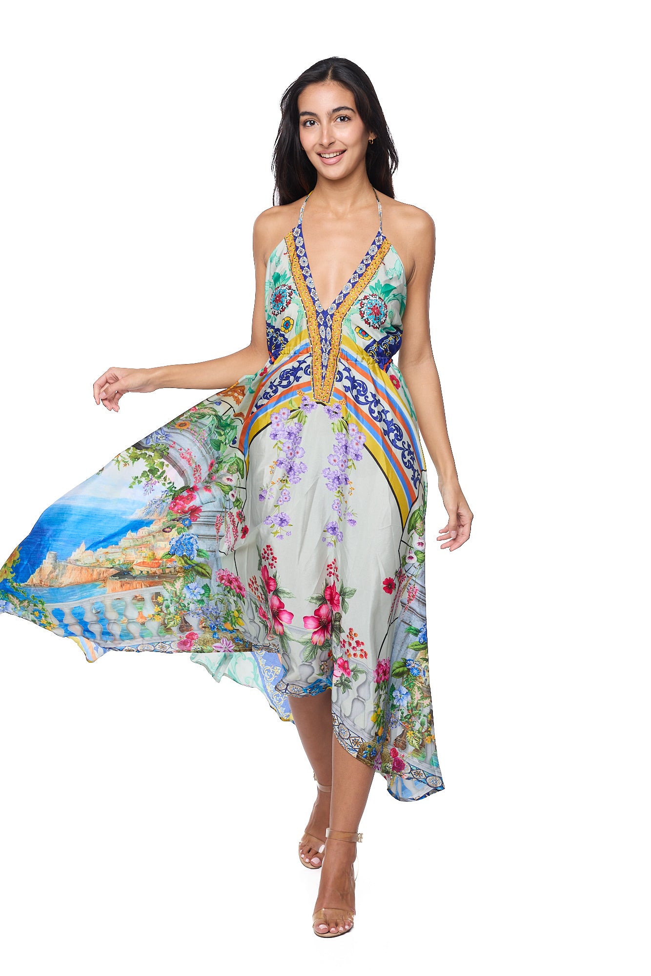ranees halter dress 682 Halter floral dress. Dream colors!  Ranee's