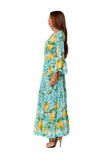 Lemon Blossom Tiered Maxi Dress-AKC-31802