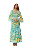 Lemon Blossom Tiered Maxi Dress-AKC-31802