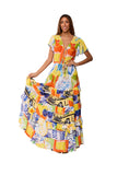 Riviera Patchwork Maxi Dress- AKC-31813