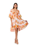 Sunset Bloom Floral Resort Mini Dress AKC-31817