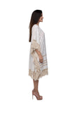Ivory Cotton Tassel Kaftan c-3109