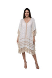 Ivory Cotton Tassel Kaftan c-3109