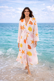Ocean Shell Print Long Resort Cover Up