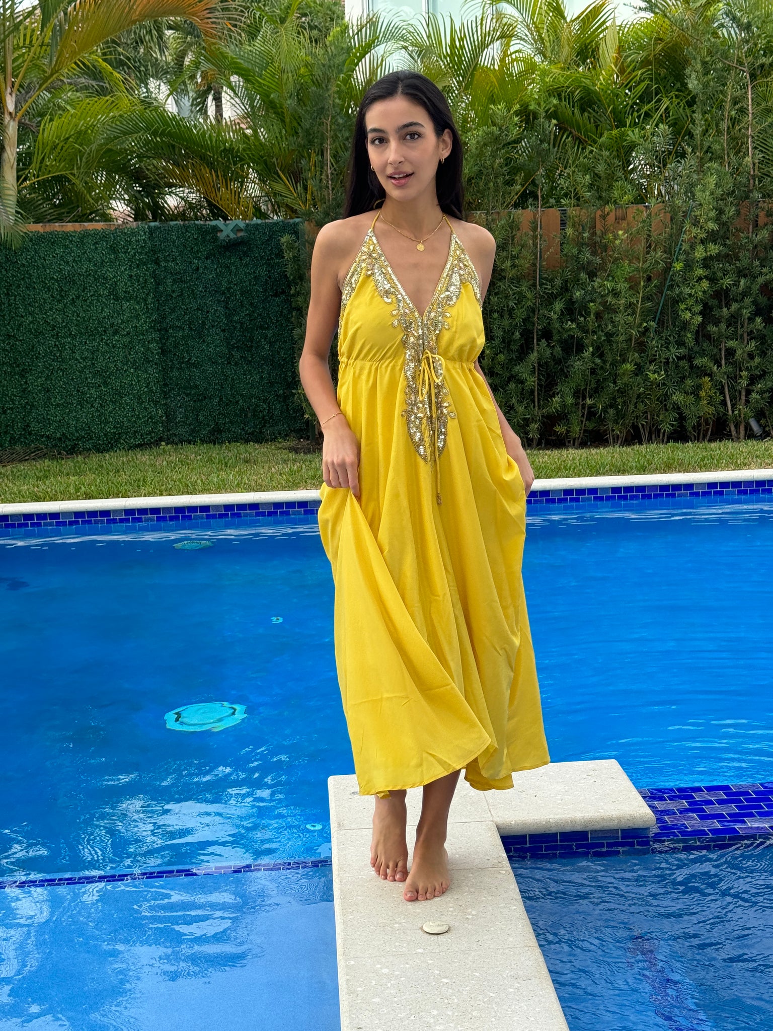 ranees halter dress sd-162 embellished long halter dress Ranee's