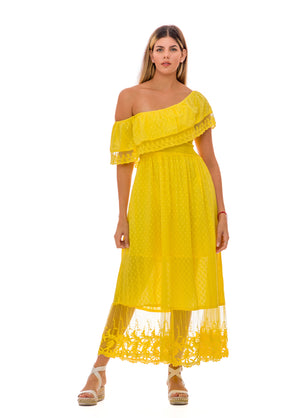 Yellow drop shoulder dress