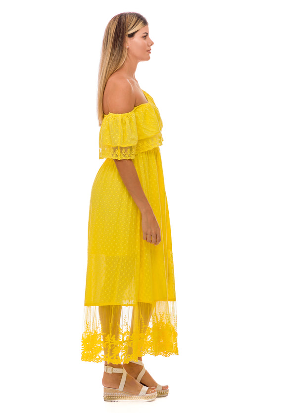 Yellow drop shoulder dress