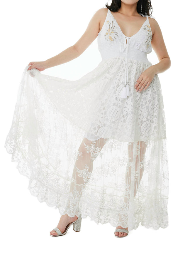 Sheer and eyelet dress, white dress for the beach, wedding or date