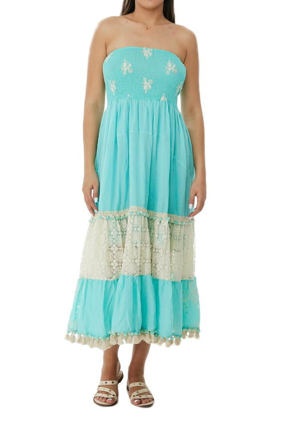 Aqua strapless dress
