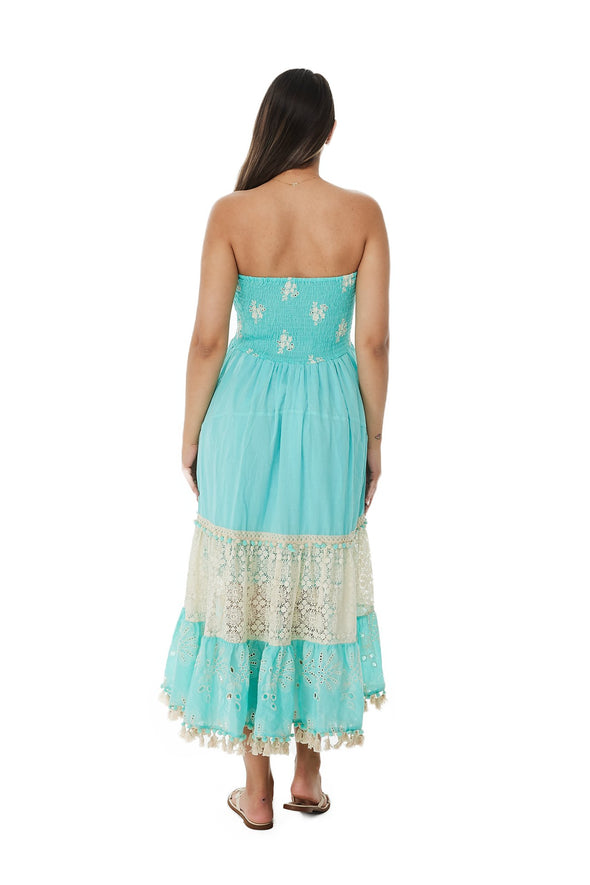 Aqua strapless dress