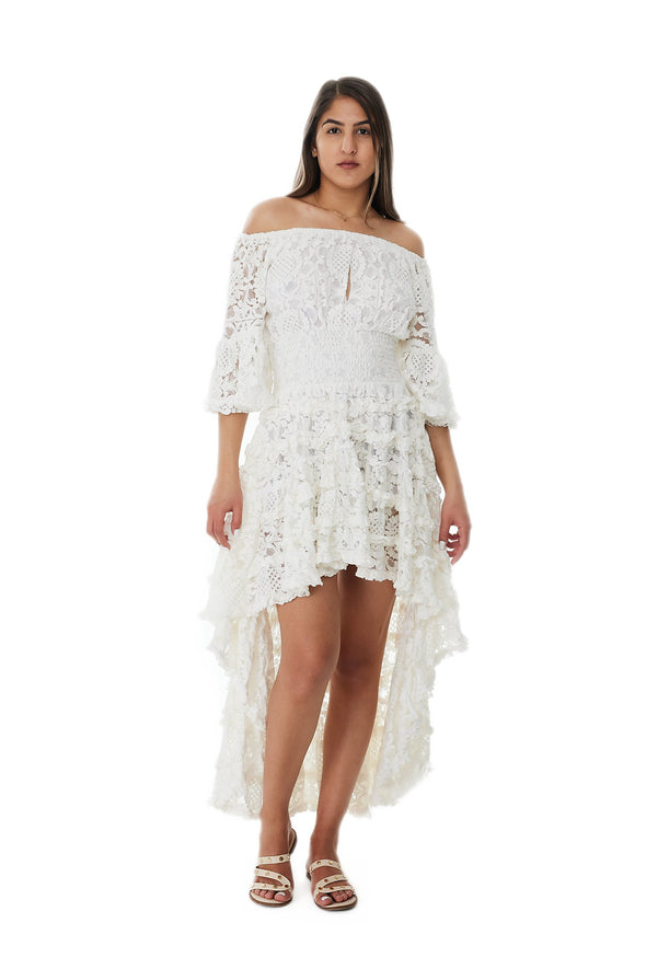 High low sheer lace dress