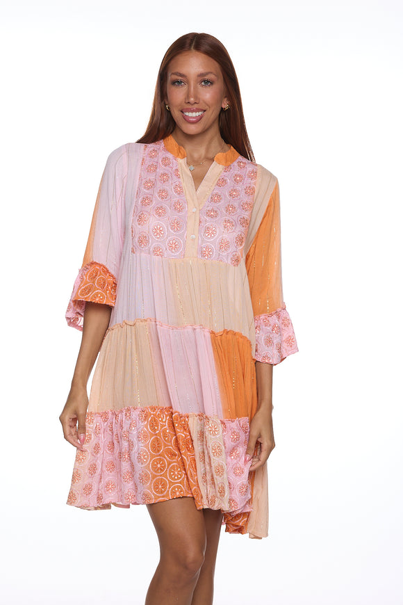 3453-orange short dress