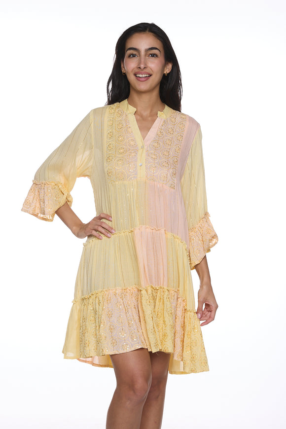 3453-yellow short dress