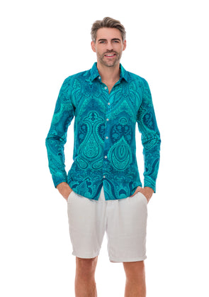 109 cotton-linen blend men shirts