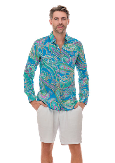 113 cotton-linen blend men shirts