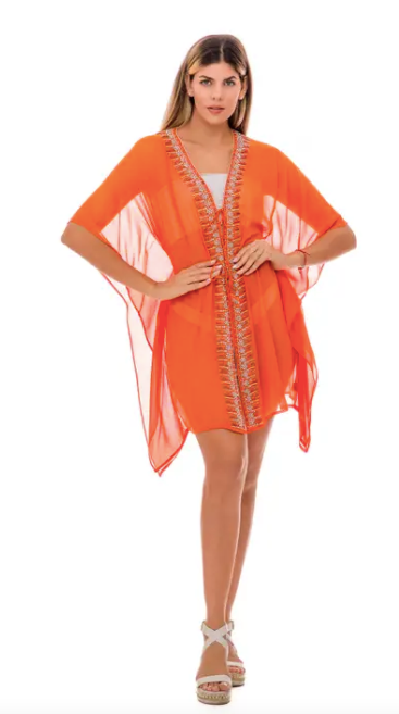 8007 S  Sexy Salmon embellished kimono