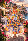 Riviera Patchwork Maxi Dress- AKC-31813