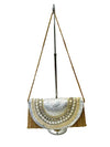 BG-01-1105 Silver Jute Clutch With Shells and Coins