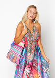 645 Halter Multicolor animal print hawaii dress