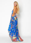 #650 Royal blue Hawaii dress, halter style SET