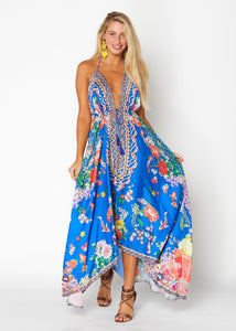 Blue Hawaii dress, halter style