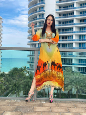 Sunset tunic, Dubai meets Miami long tunic! SALE... kaftan style tunic