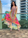 679 Halter floral dress. Dream colors!