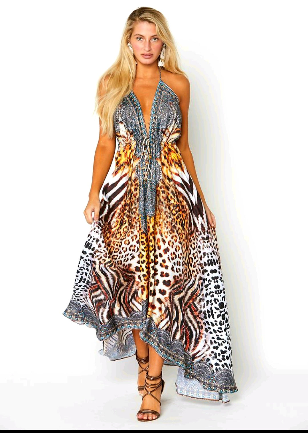 chinese dress ladies Exotic Maxi Orange Multi – Chimes Boutique main image 1