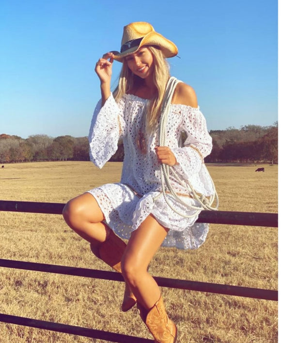 Ranee's white eyelet dress