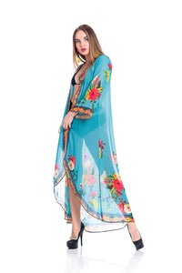 Aqua floral duster