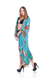 Aqua floral duster