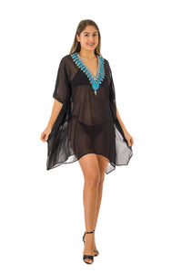 Black and Turquoise Embellished Tunic