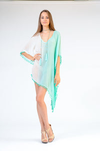 Tassel V-NECK TUNIC TOP KAFTAN OMBRE