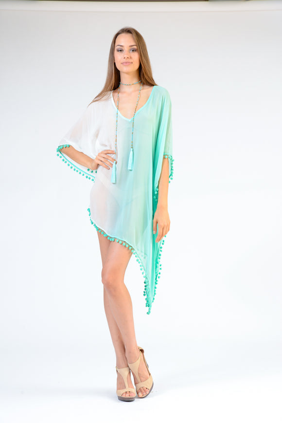 Tassel V-NECK TUNIC TOP KAFTAN OMBRE