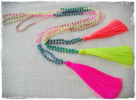Bohemian bead tassel necklaces assorted! PACK OF 15 - CLEARANCE