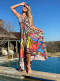 Butterfly multicolor halter hawaii dress