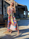Butterfly multicolor halter hawaii dress